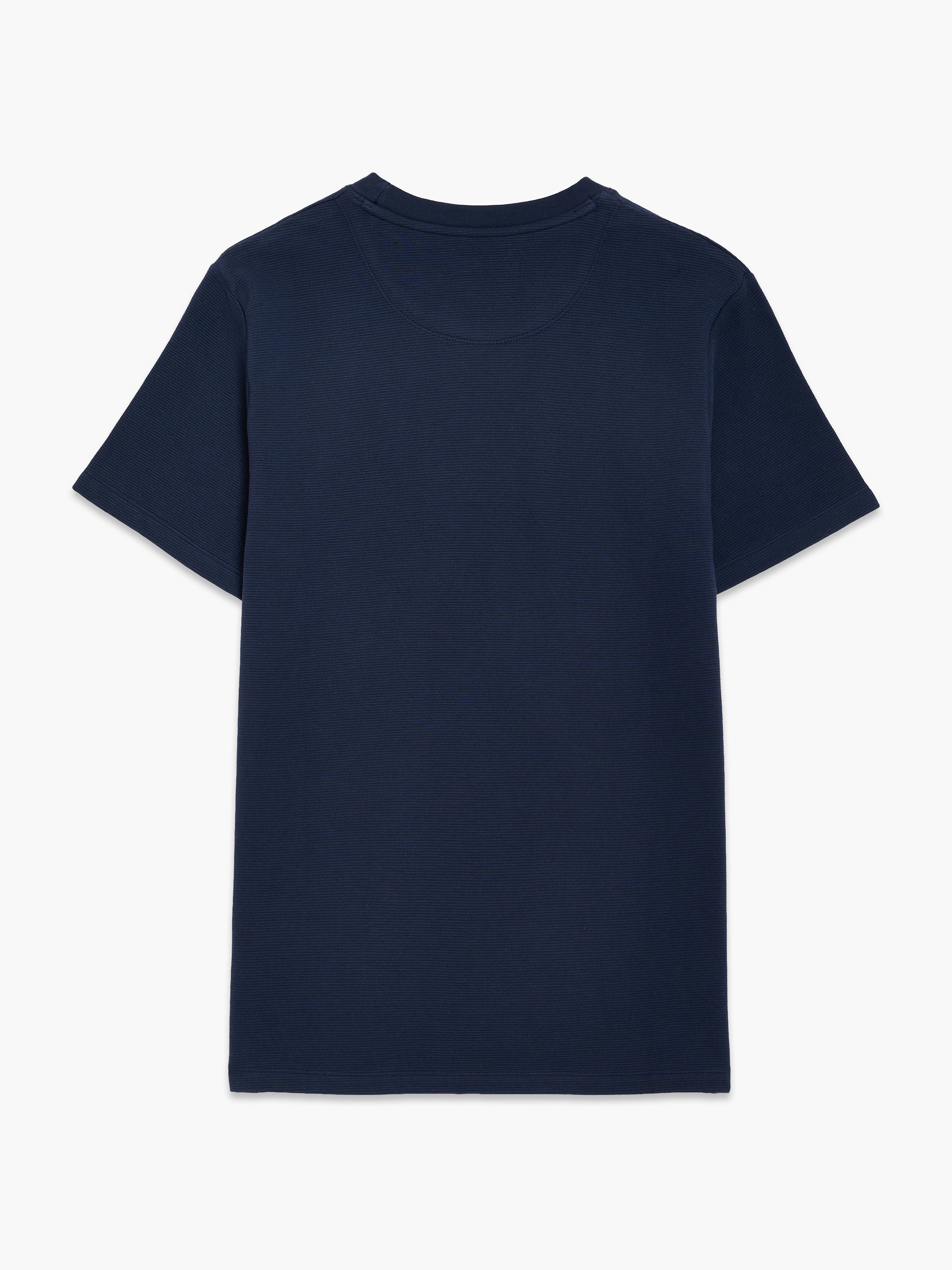 Short Sleeve Ottoman Texture Dark Blue T-Shirt