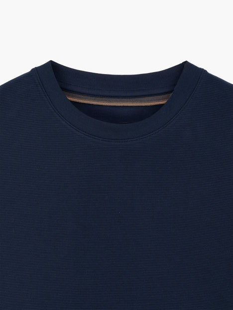 Short Sleeve Ottoman Texture Dark Blue T-Shirt