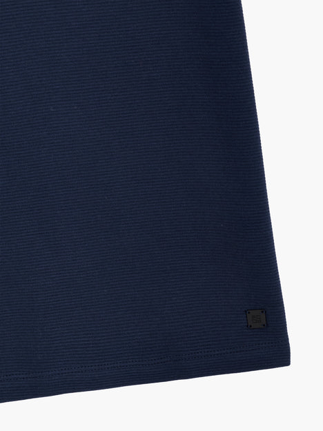 Short Sleeve Ottoman Texture Dark Blue T-Shirt