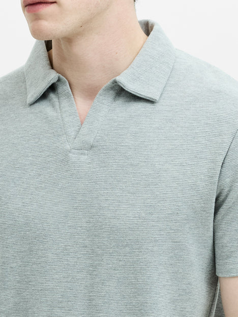 Short Sleeve Ottoman Collar Light Grey T-Shirt