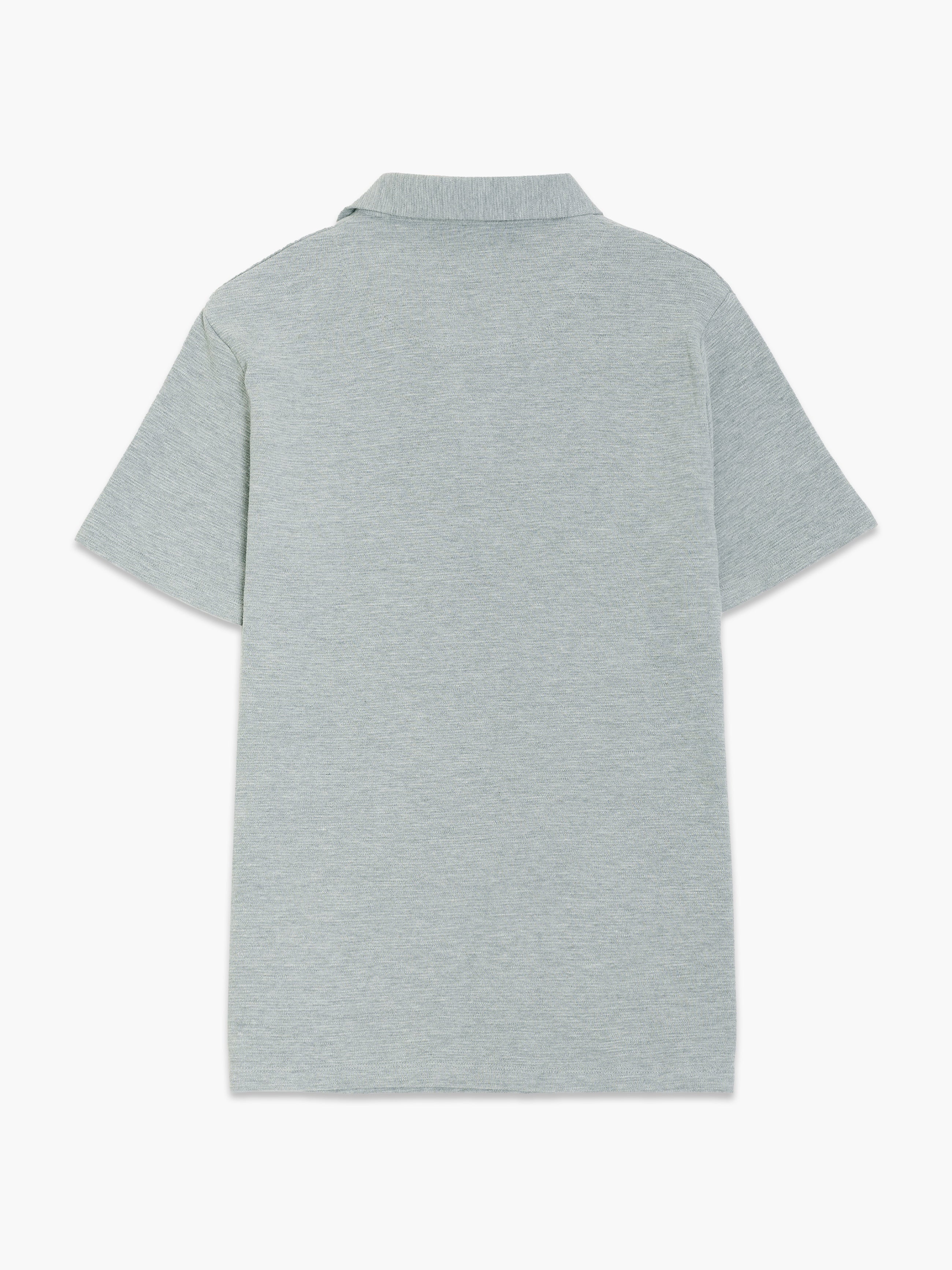 Short Sleeve Ottoman Collar Light Grey T-Shirt