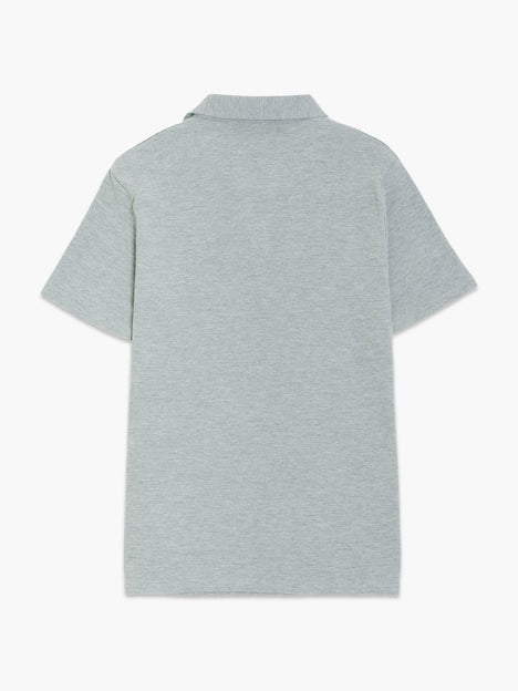 Short Sleeve Ottoman Collar Light Grey T-Shirt