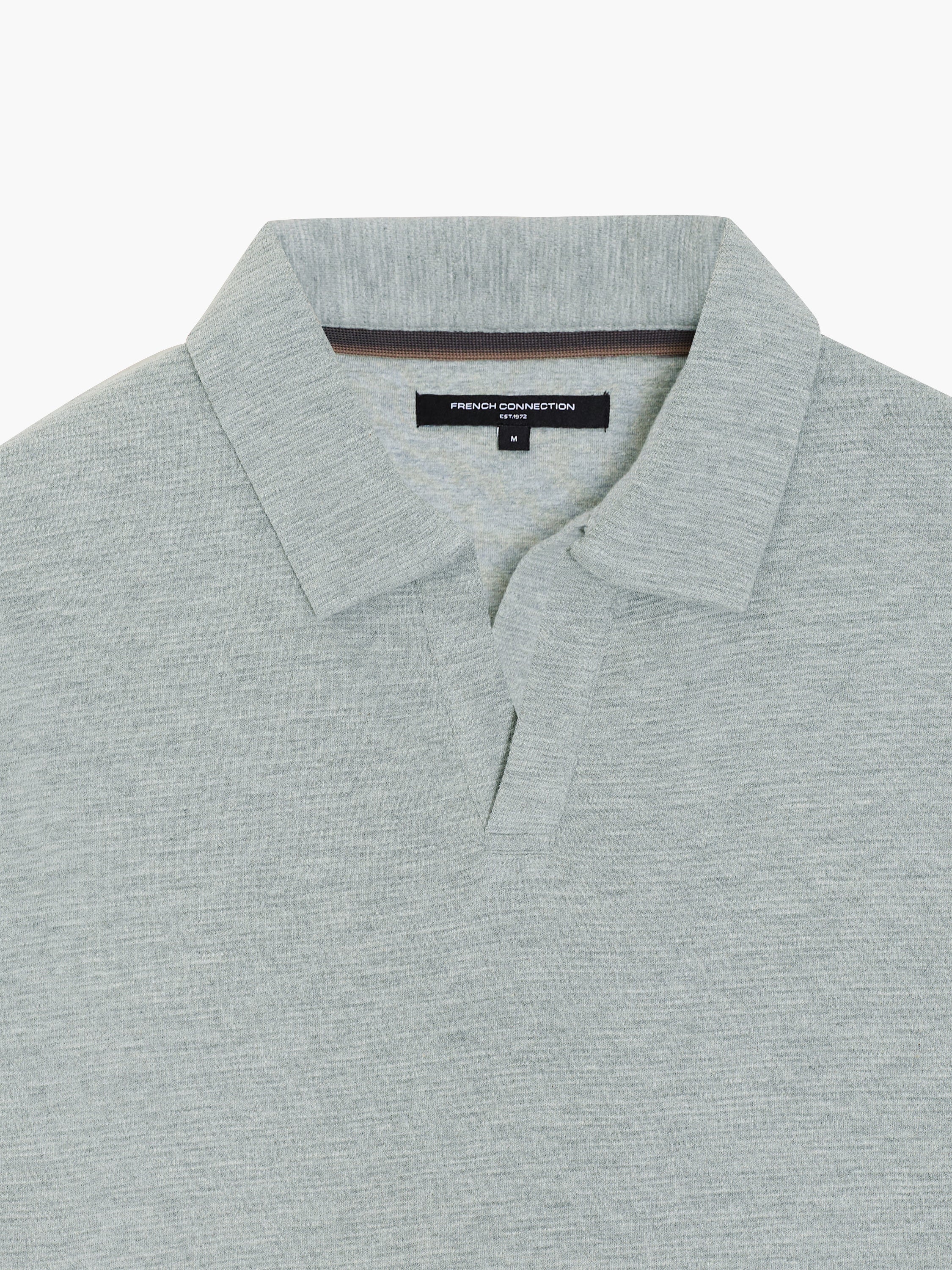 Short Sleeve Ottoman Collar Light Grey T-Shirt