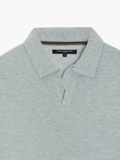 Short Sleeve Ottoman Collar Light Grey T-Shirt