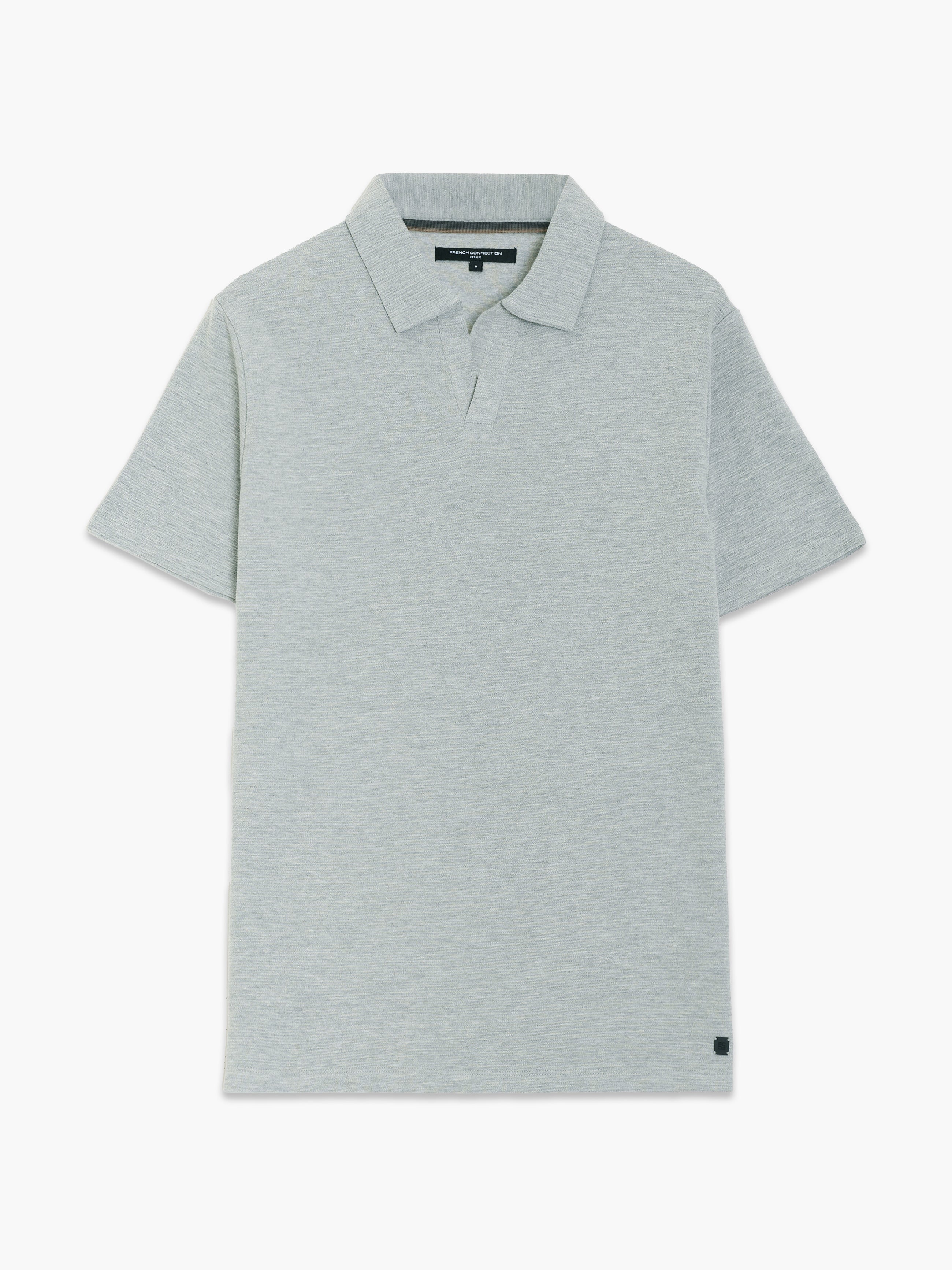 Short Sleeve Ottoman Collar Light Grey T-Shirt