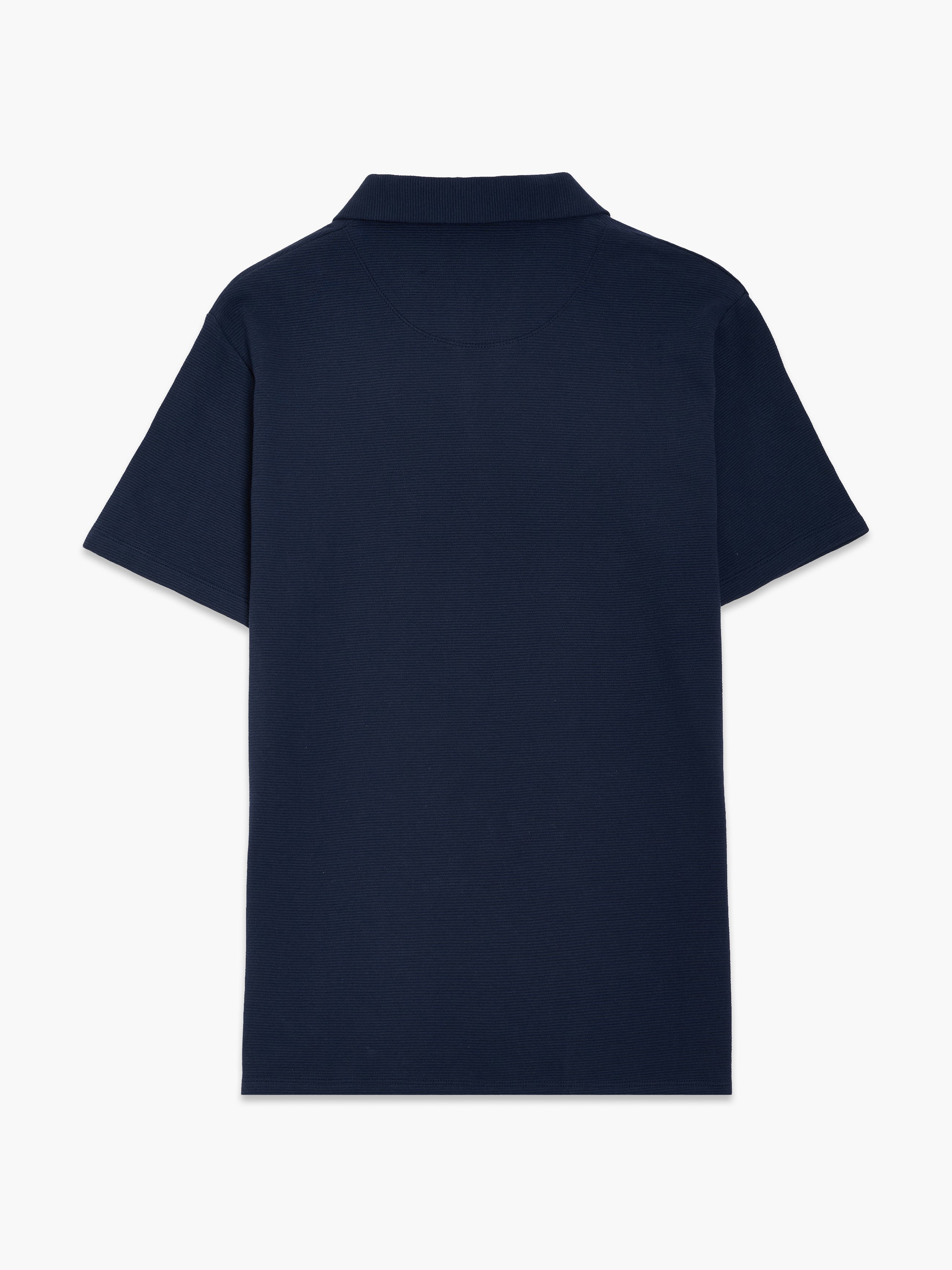 Short Sleeve Ottoman Collar Dark Blue T-Shirt