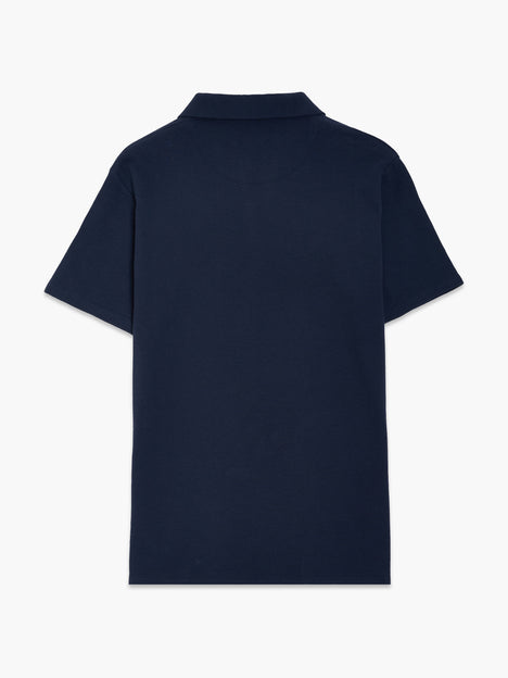 Short Sleeve Ottoman Collar Dark Blue T-Shirt