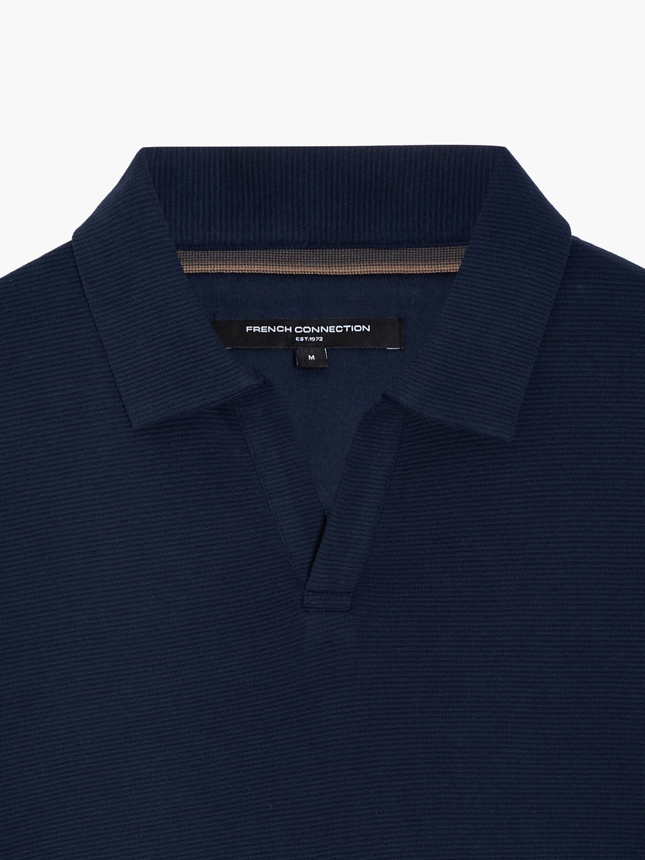 Short Sleeve Ottoman Collar Dark Blue T-Shirt