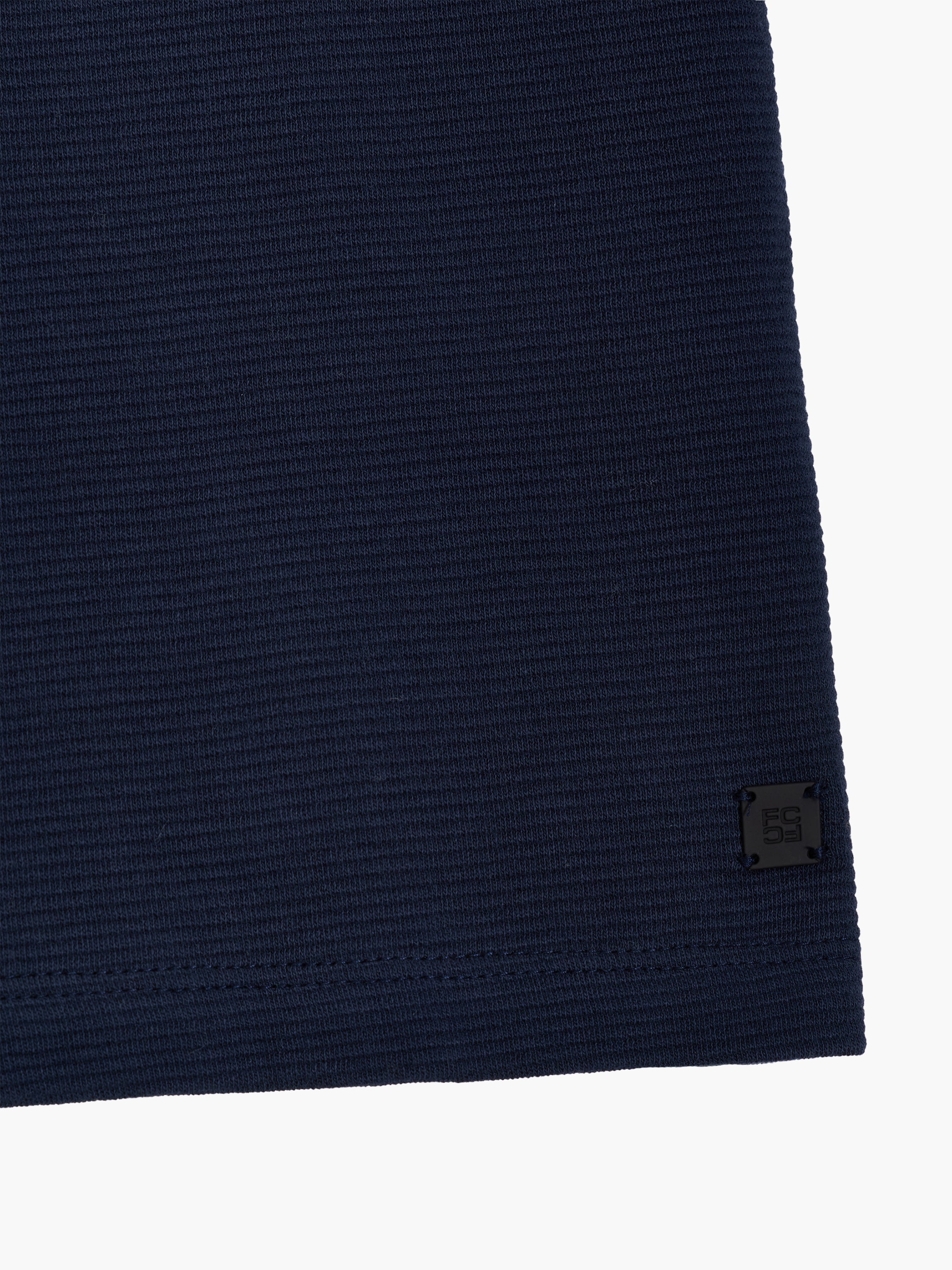 Short Sleeve Ottoman Collar Dark Blue T-Shirt