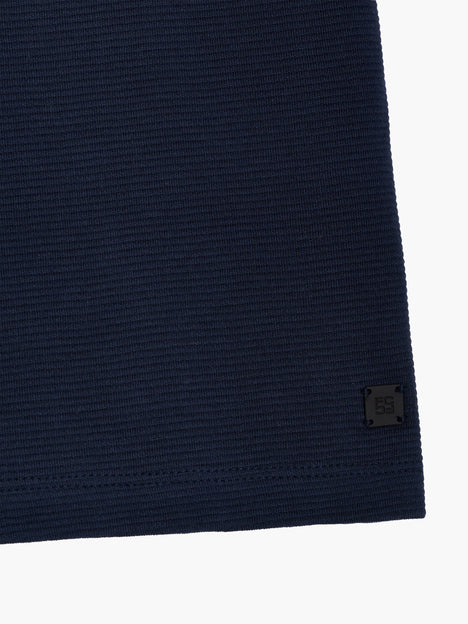 Short Sleeve Ottoman Collar Dark Blue T-Shirt