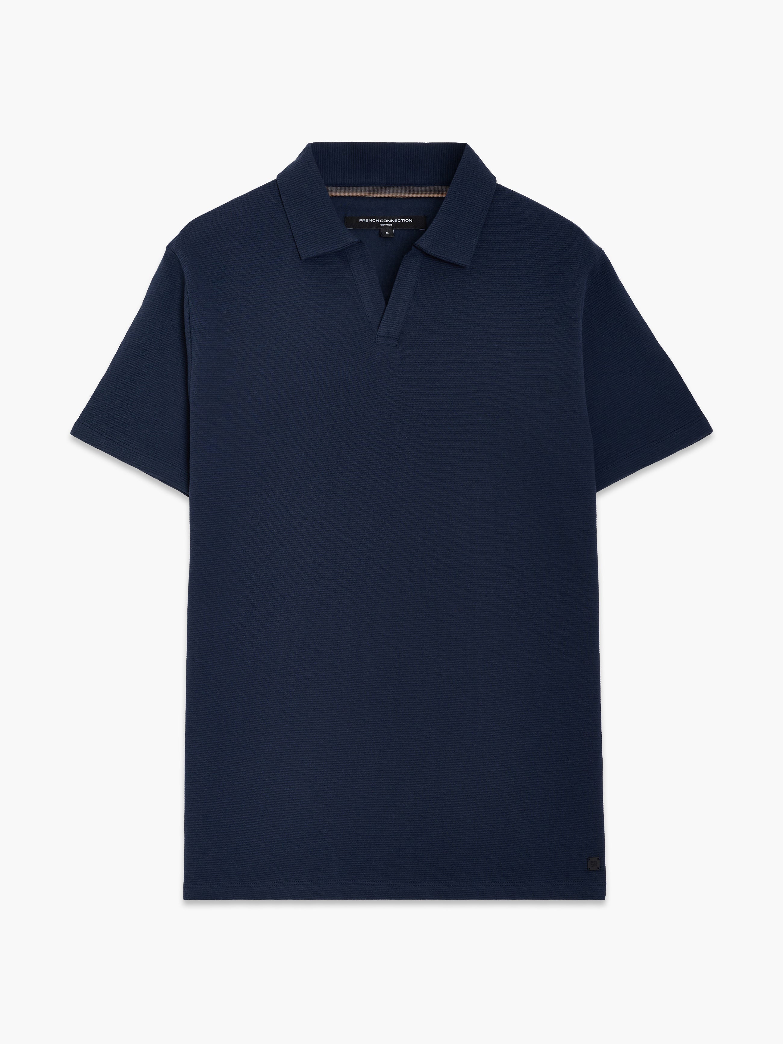 Short Sleeve Ottoman Collar Dark Blue T-Shirt