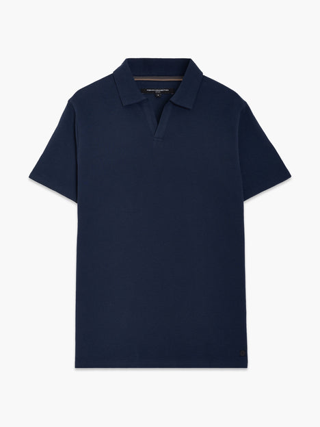 Short Sleeve Ottoman Collar Dark Blue T-Shirt