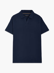 Short Sleeve Ottoman Collar Dark Blue T-Shirt