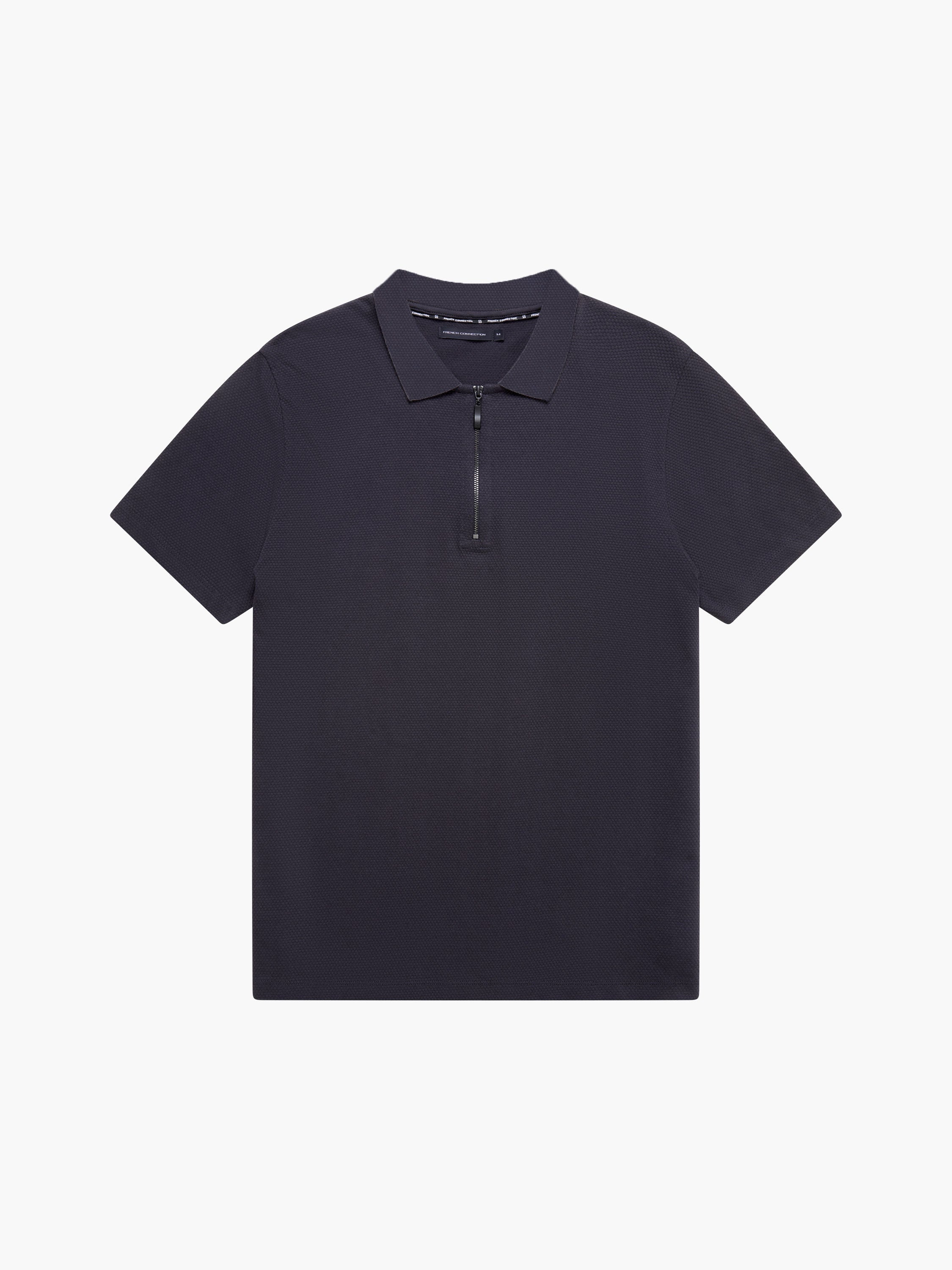 Short Sleeve Popcorn Zip Polo Shirt