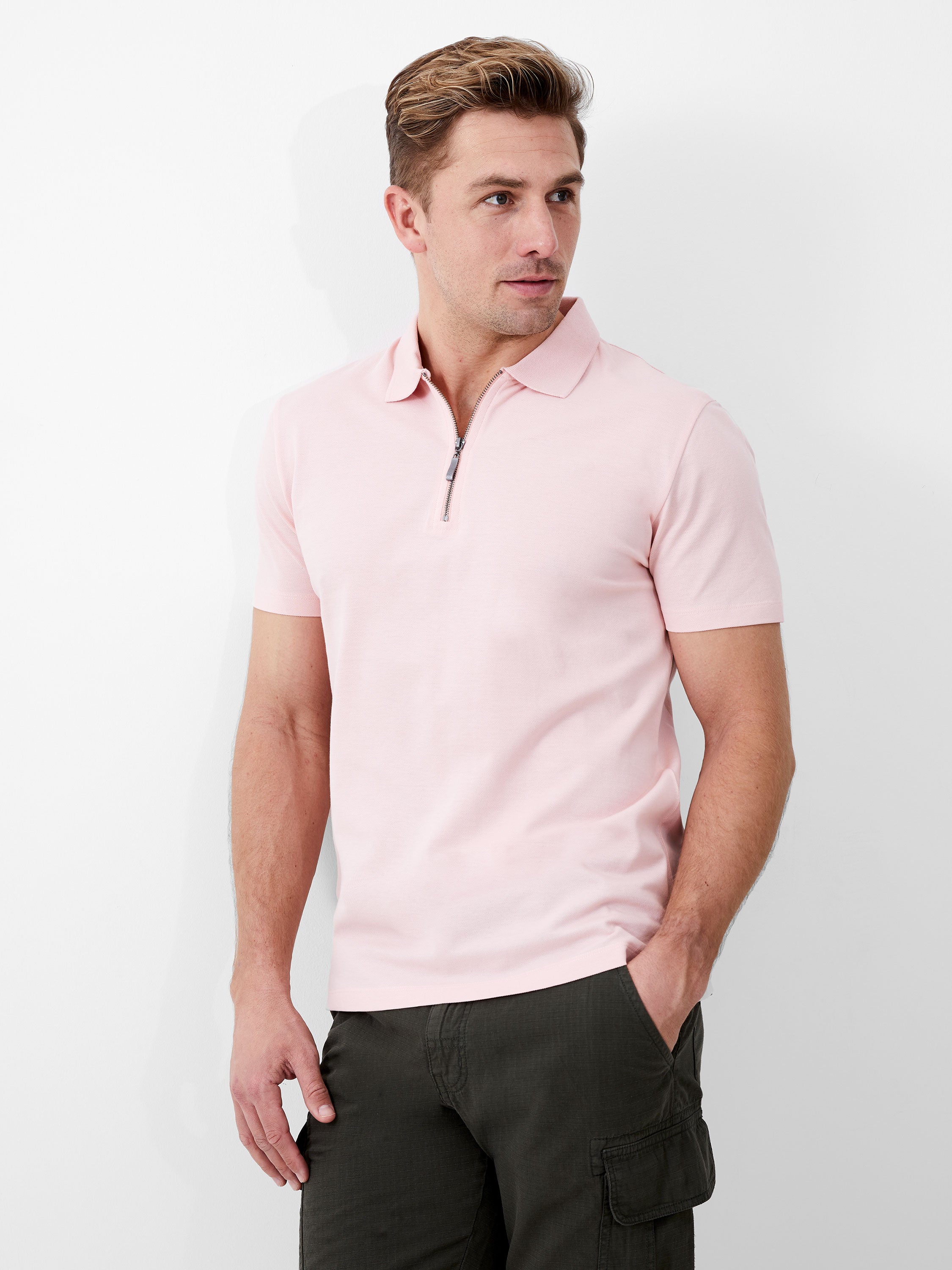 Short Sleeve Pique Zip Polo Shirt