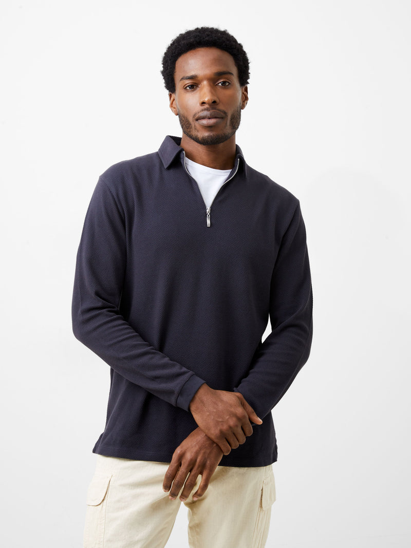 Long Sleeve Popcorn Zip Polo Shirt French Connection EU