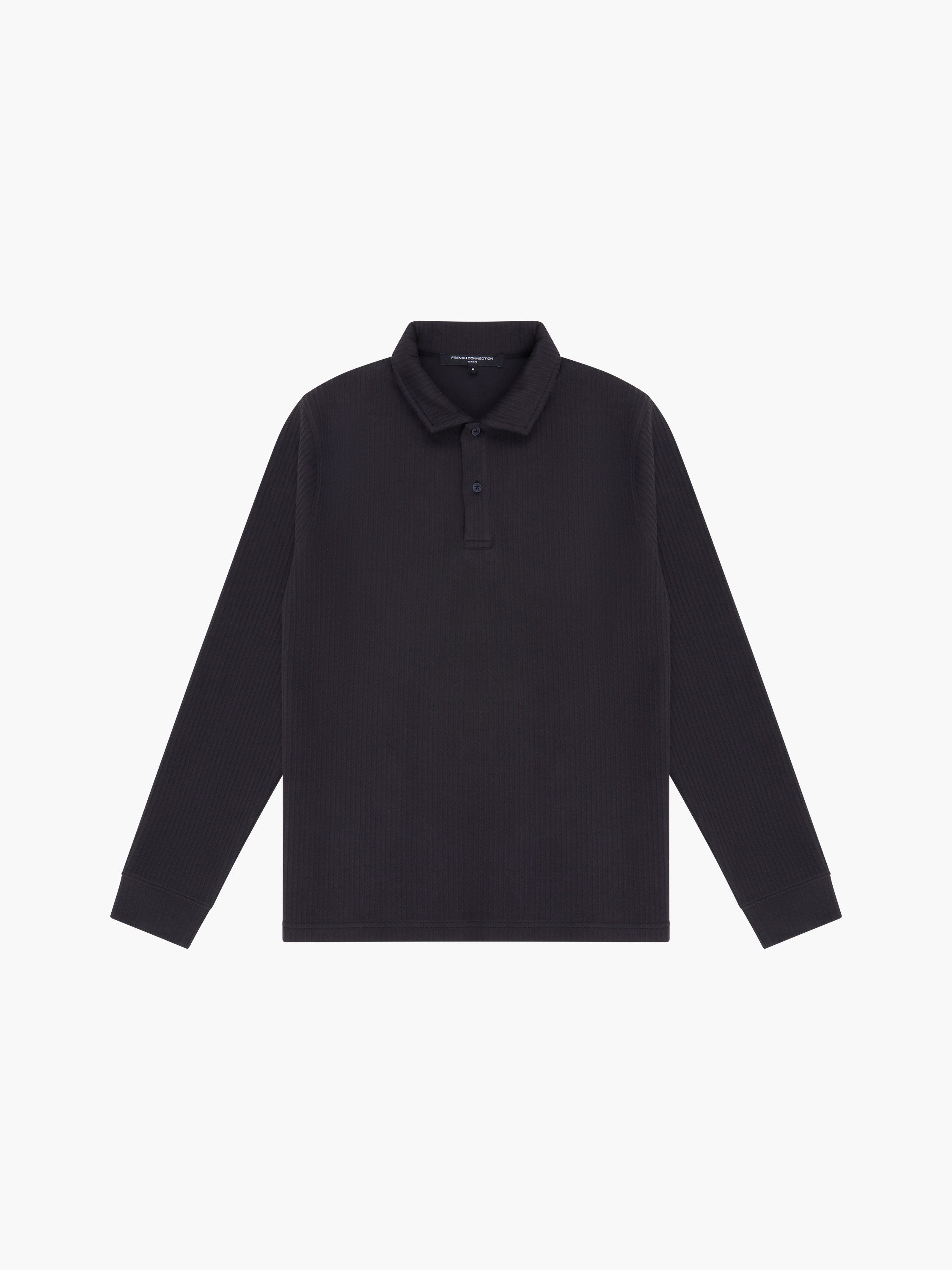 Textured Long Sleeve Polo Shirt