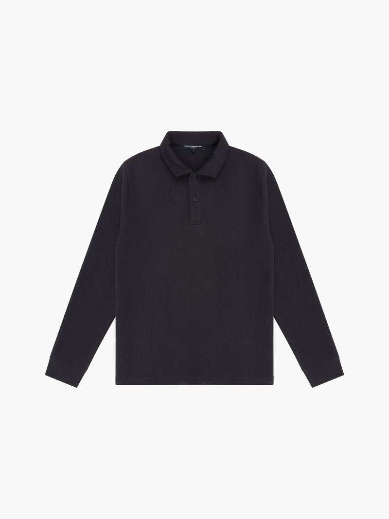 Textured Long Sleeve Polo Shirt