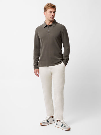 Long Sleeve Buttoned Polo Shirt