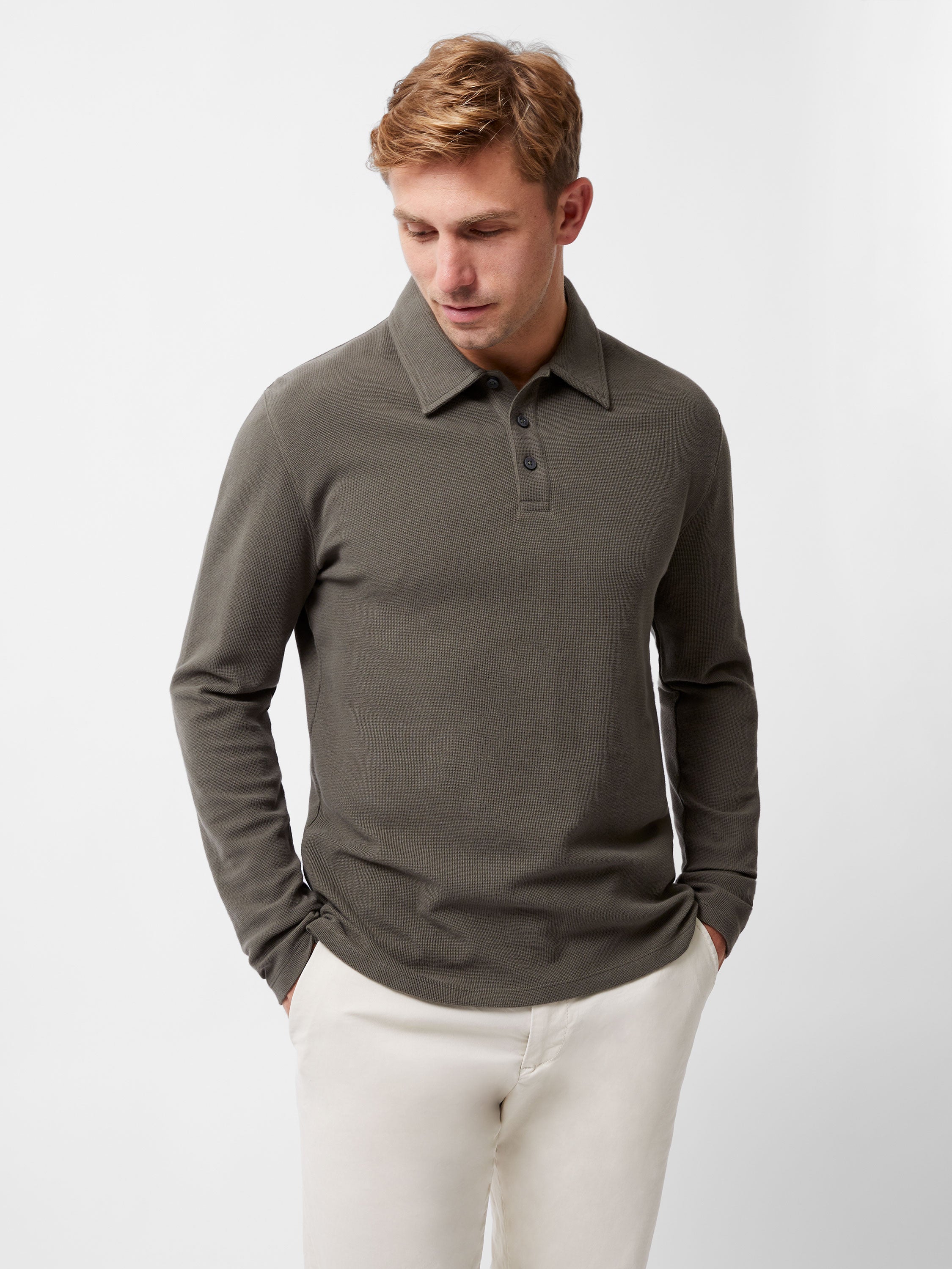 Long Sleeve Buttoned Polo Shirt