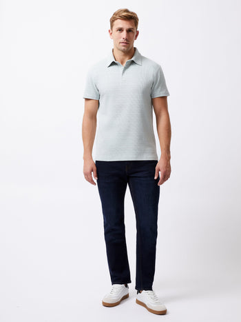 Textured Button Polo Shirt