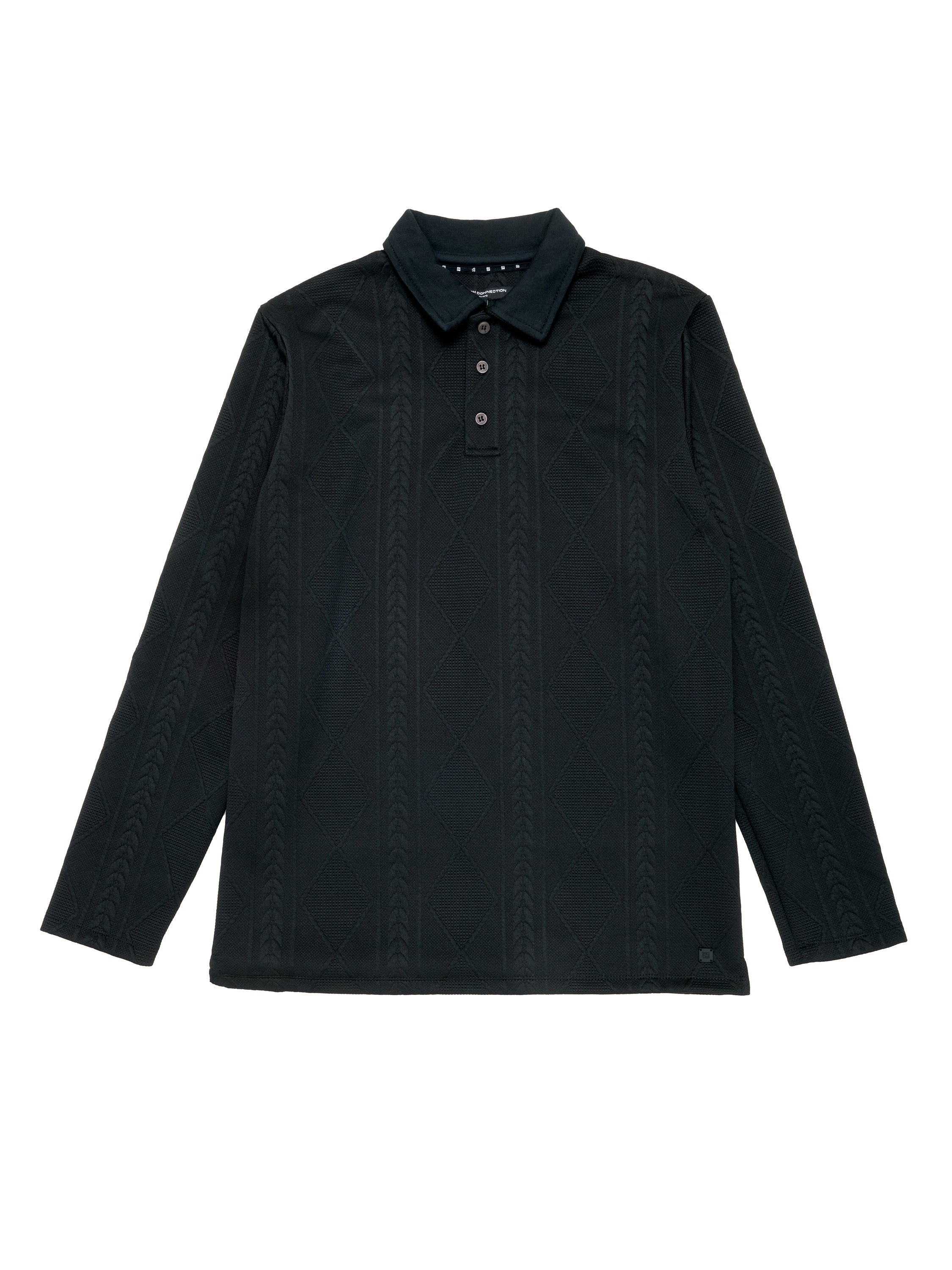 Long Sleeve Jacquard Polo Shirt    