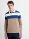 Long Sleeve Striped Zippered Polo Shirt