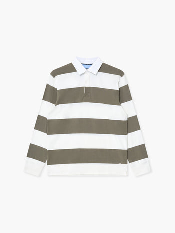 Stripe Rugby Polo Long Sleeve Shirt