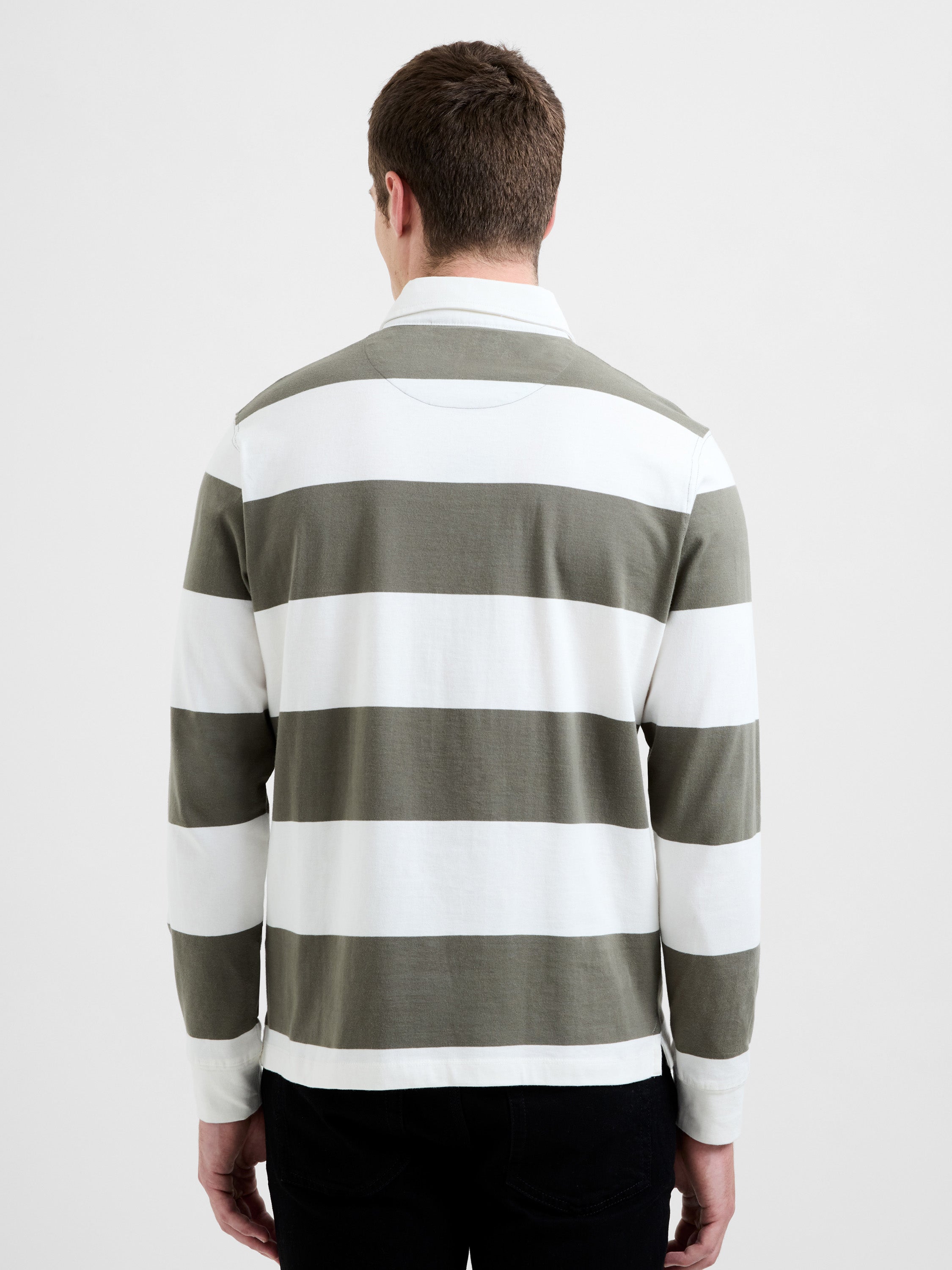 Stripe Rugby Polo Long Sleeve Shirt