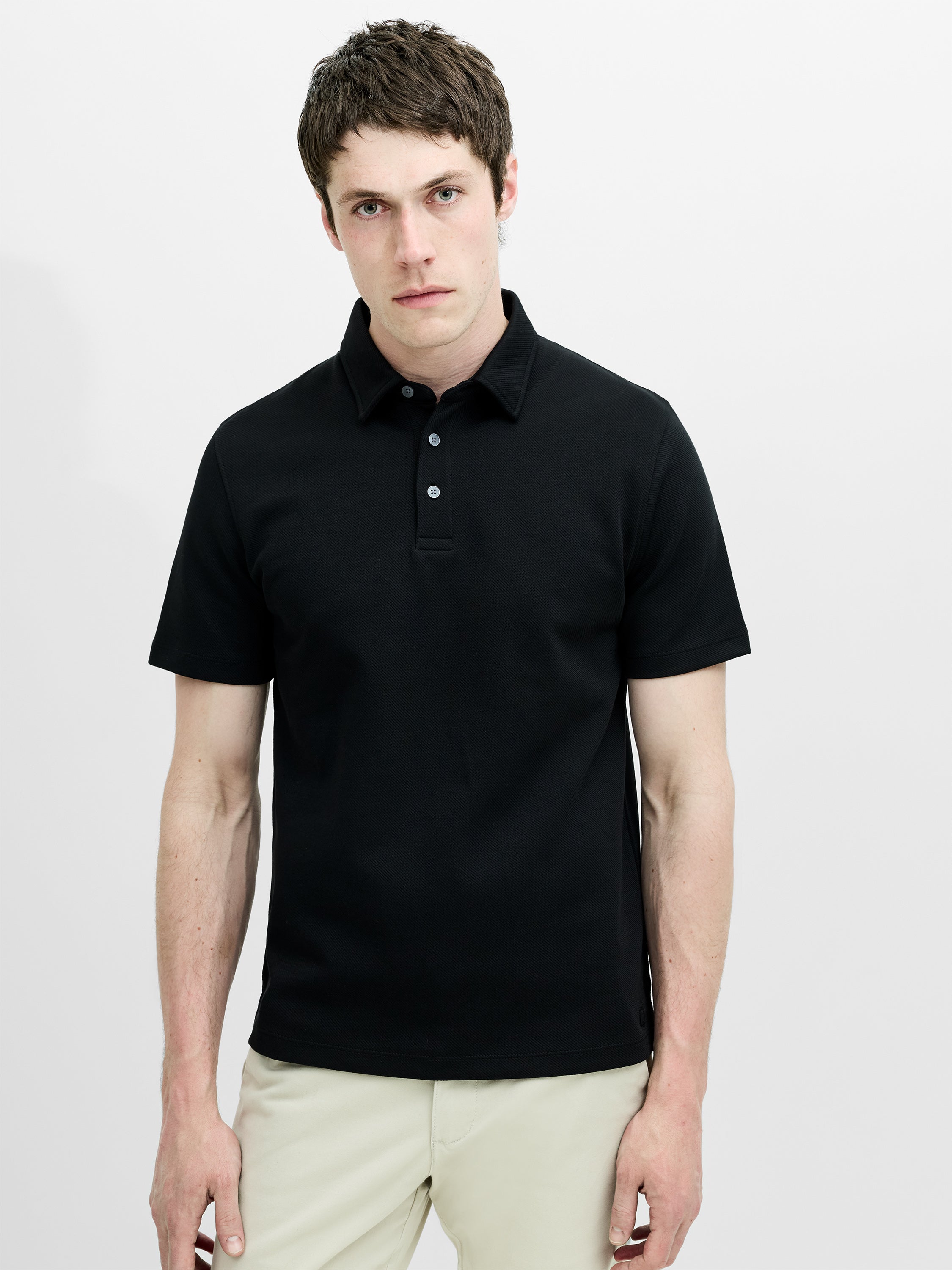 Short Sleeve Diagonal Stripe Polo Shirt