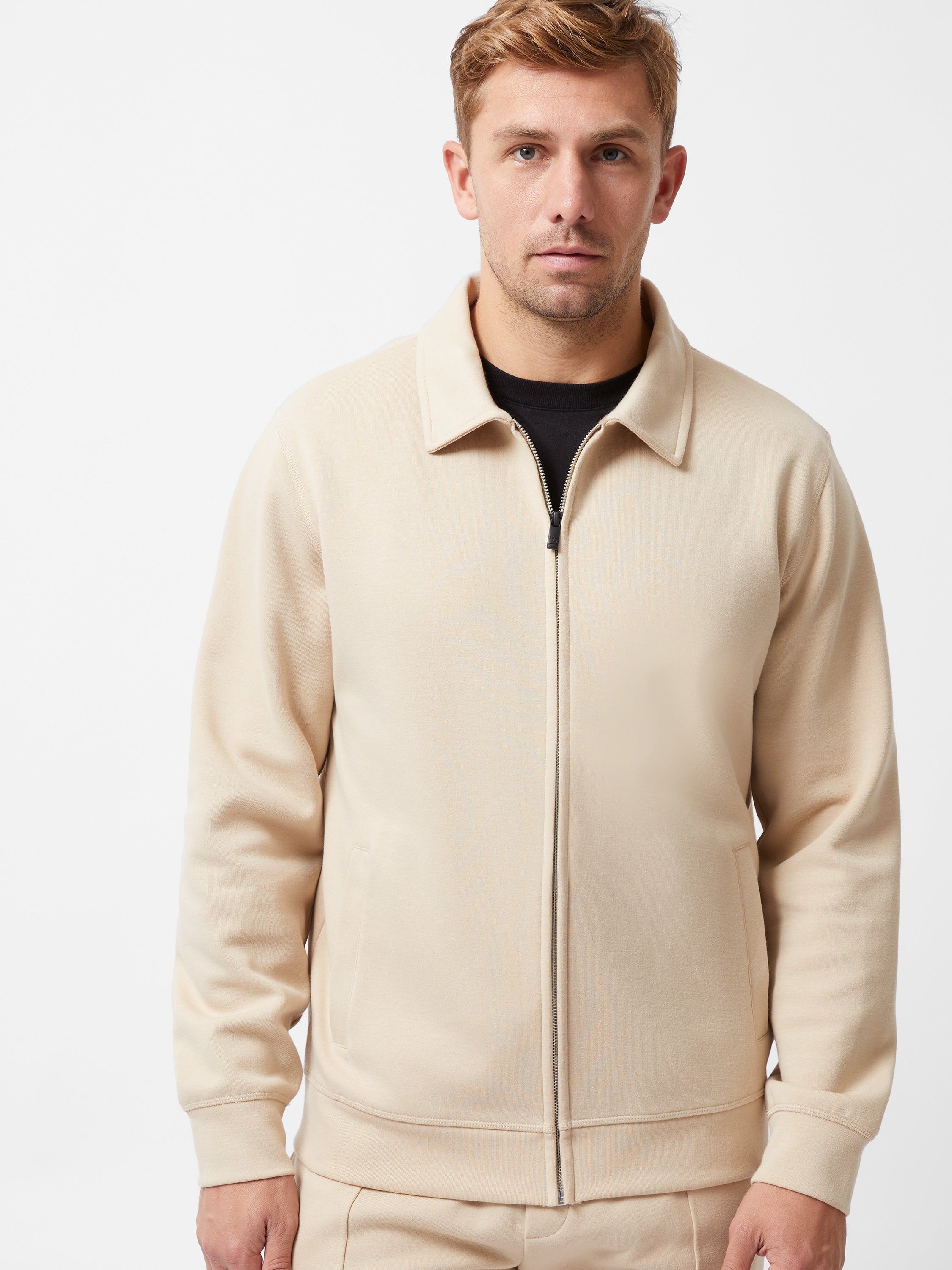 Stretch Collared Zip Through Sweatshirt