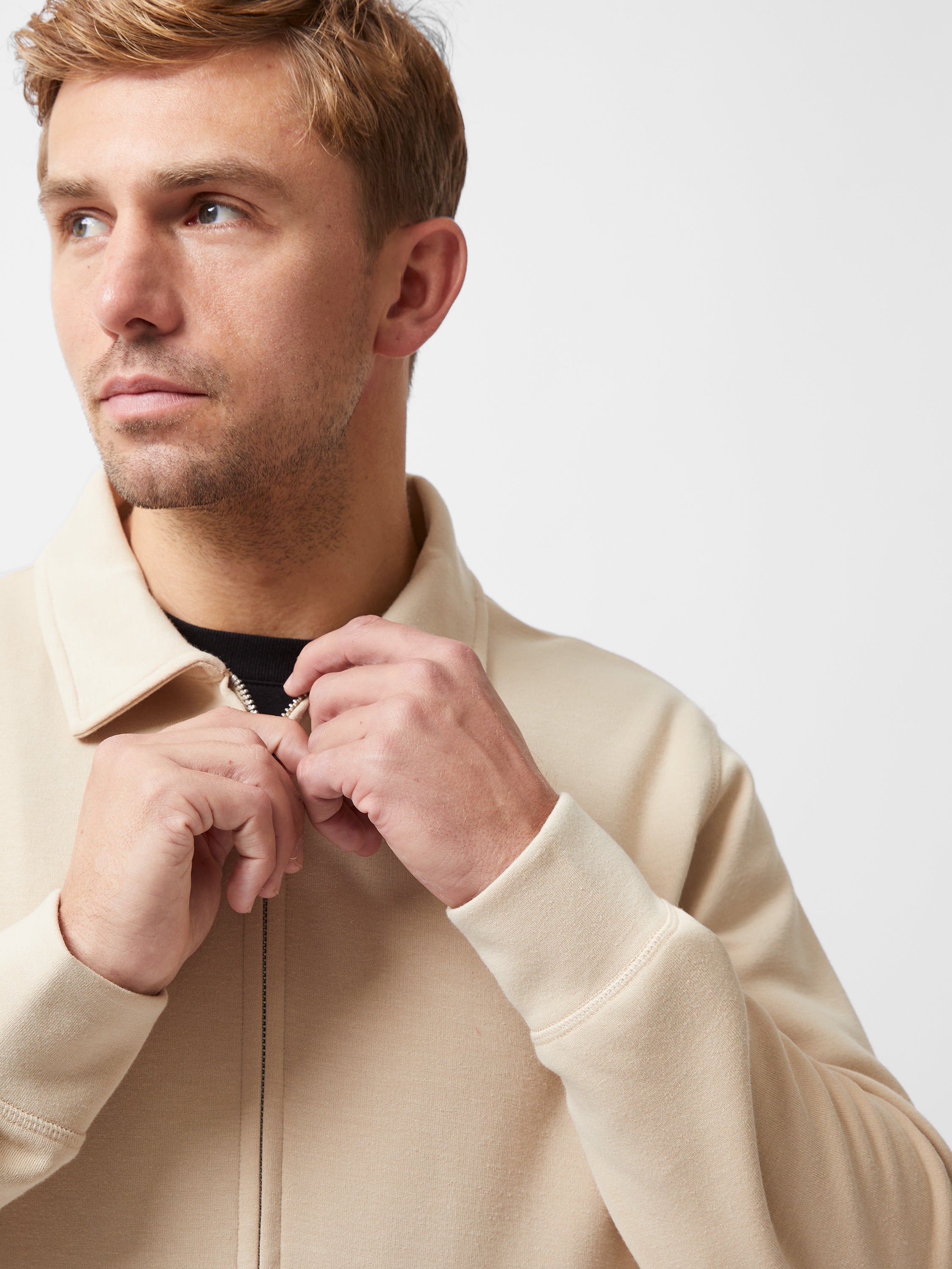Stretch Collared Zip Through Sweatshirt