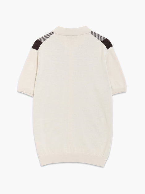 Short Sleeve Retro Stripe Knit Polo Shirt