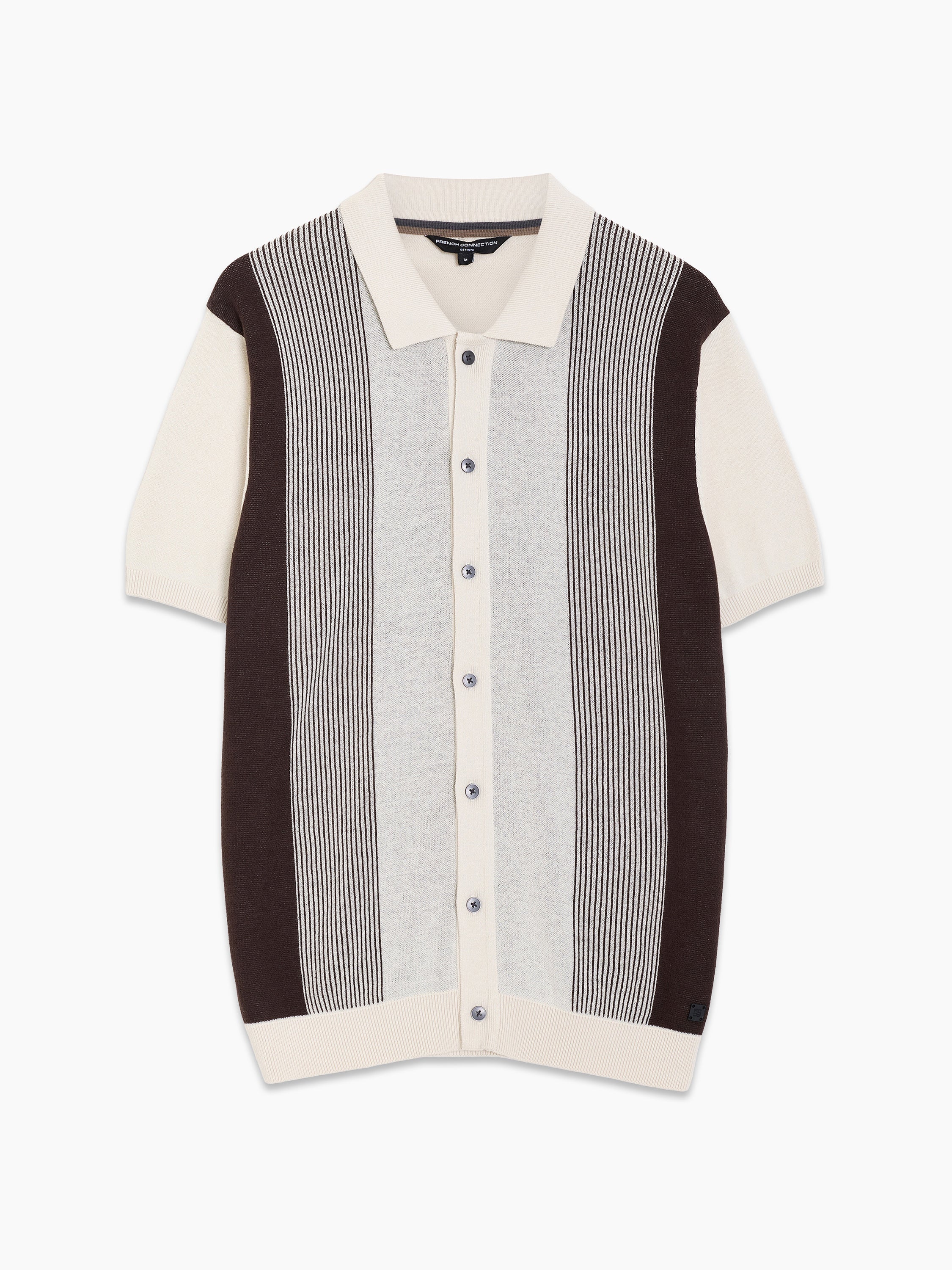 Short Sleeve Retro Stripe Knit Polo Shirt