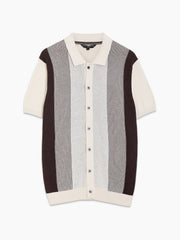 Short Sleeve Retro Stripe Knit Polo Shirt
