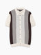 Short Sleeve Button-Down Striped Knit Polo Shirt
