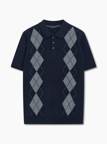 Short Sleeve Diamond Knit Polo Shirt