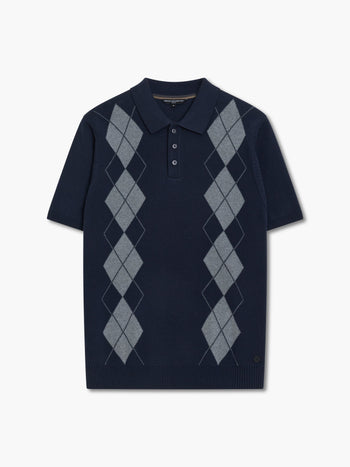Short Sleeve Diamond Knit Polo Shirt