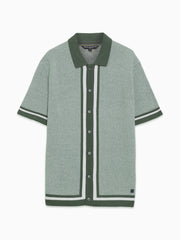 Short Sleeve Retro Tipped Knit Green Polo Shirt
