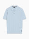 Short Sleeve Light Blue Textured Knit Polo Shirt