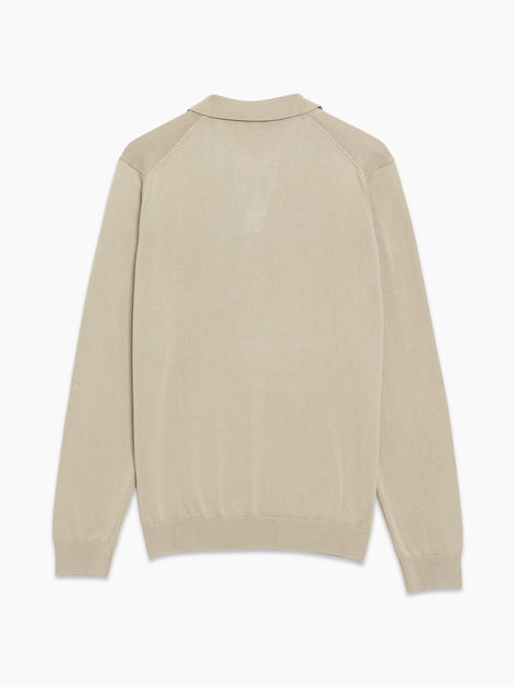 Open Collar Long Sleeve Stone Knit Top