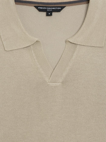 Open Collar Long Sleeve Stone Knit Top
