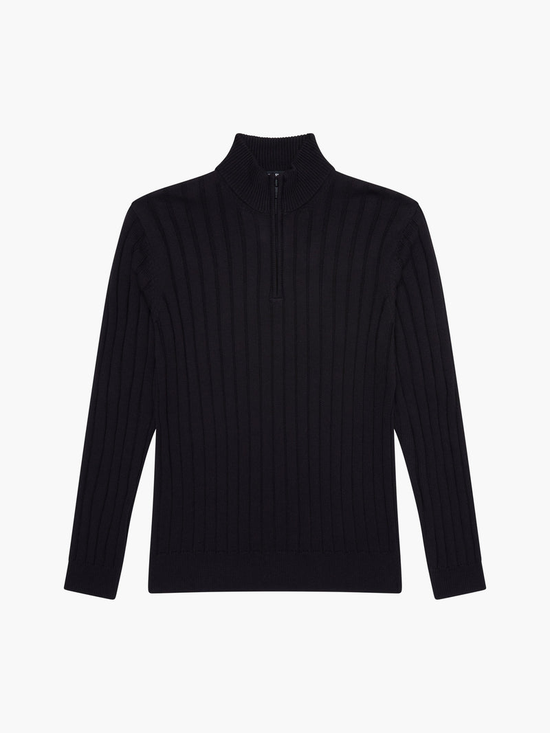 Half Zip Ribbed Knit Jumper
