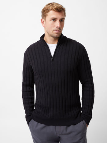 Half Zip Ribbed Knit Jumper
