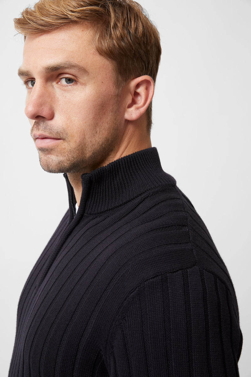 Half Zip Ribbed Knit Jumper