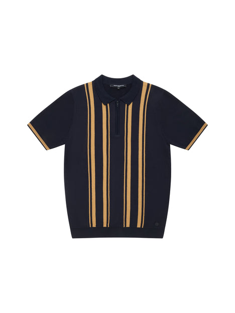 Colour Striped Zip Polo Shirt