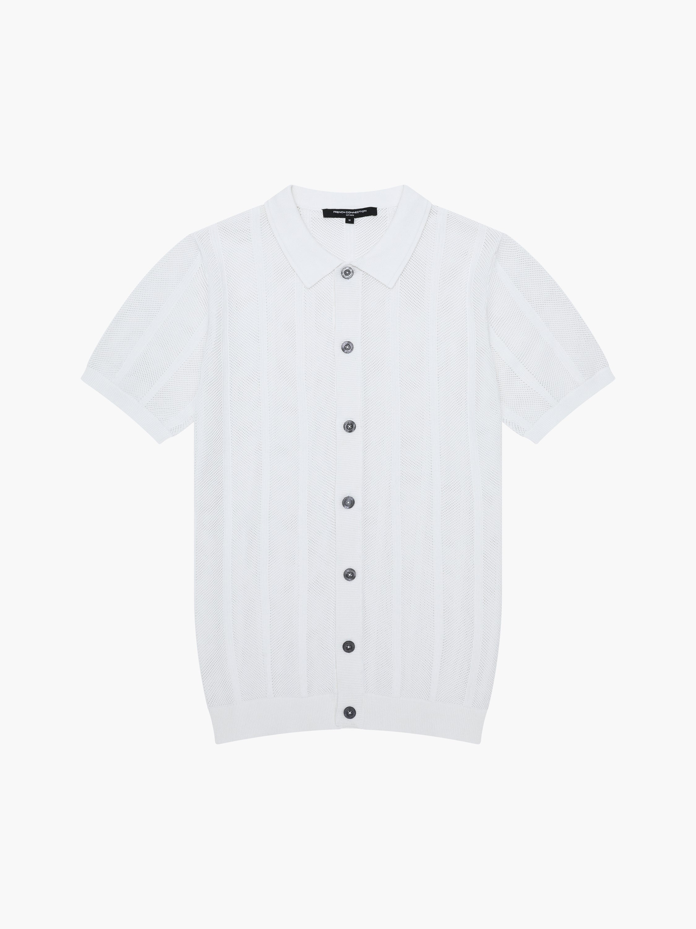 Button Down Bias Textured Short Sleeve Shirt