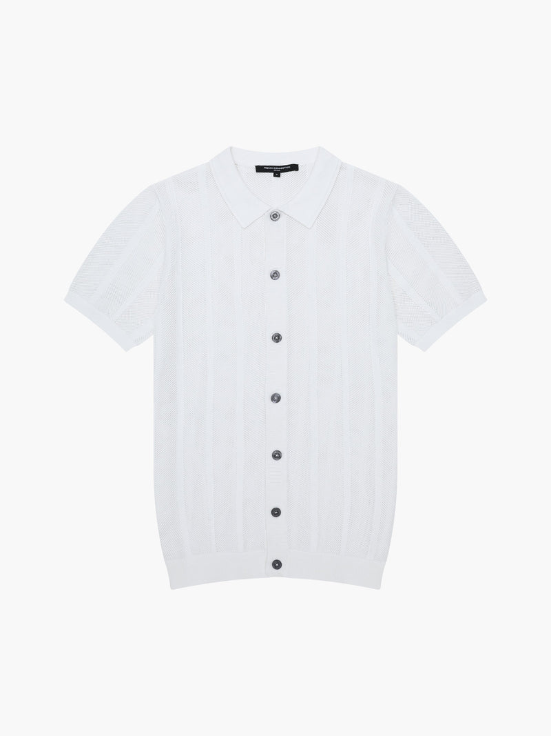 Button Down Bias Textured Short Sleeve Shirt