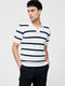 Striped Textured Trophy Neck Shirt