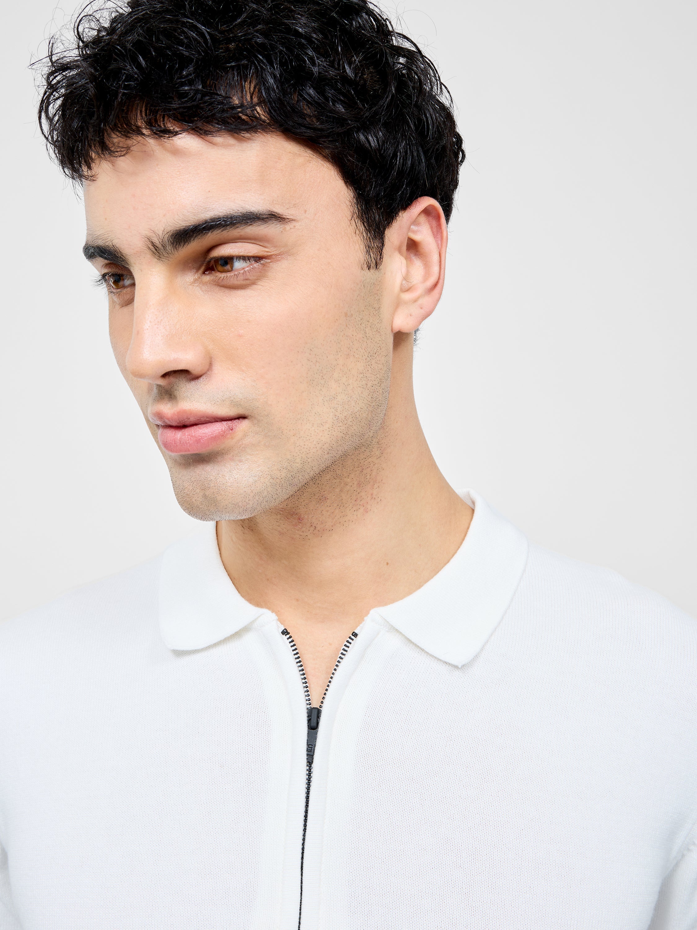 Knitted Zip Polo Shirt